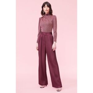 Rebecca Taylor- NWT Wide Leg Burgundy/Wine Satin Pants- 4